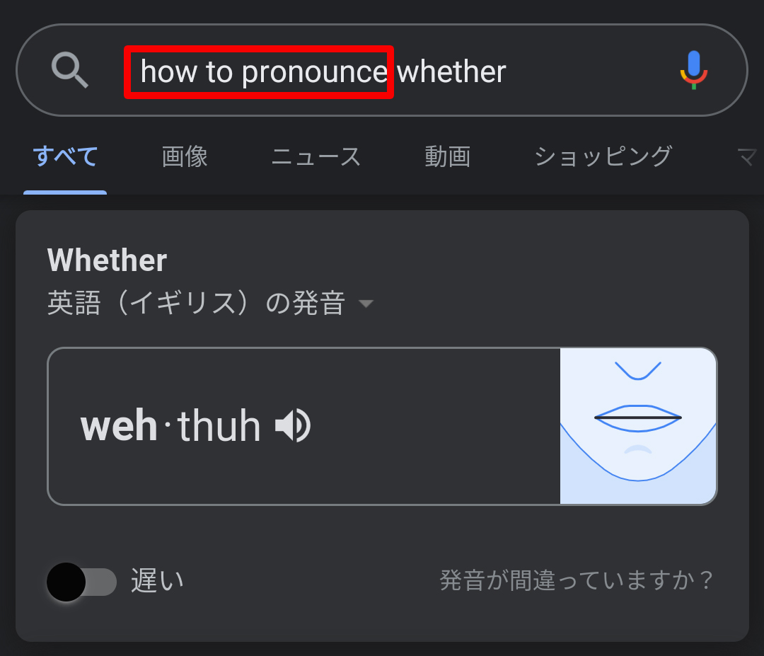 Googleアプリの発音練習機能で Whether の練習をしたけど 全然言えるようになる気がしない ロケットニュース24