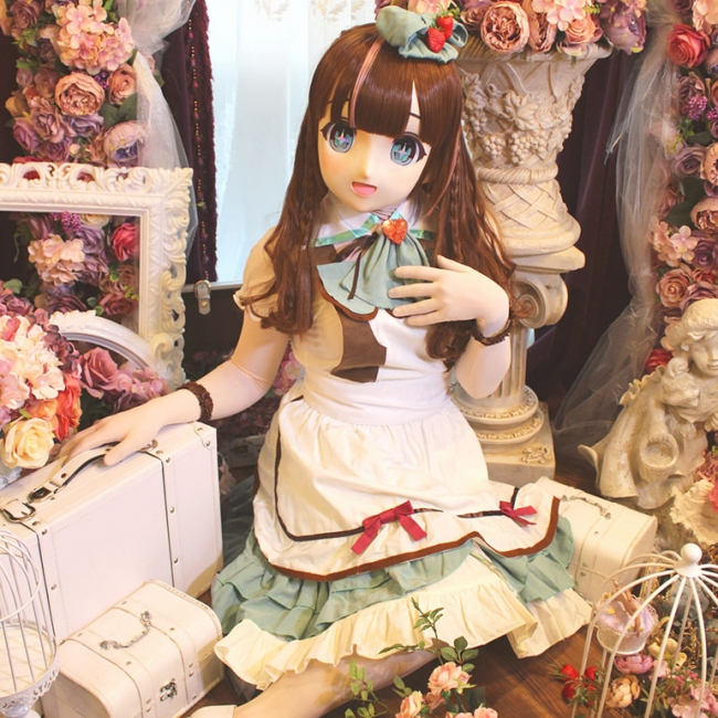 anime girl with doll