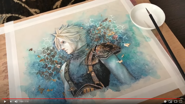 Japanese Artist Paints Cloud From Final Fantasy Vii Remake Using Traditional Methods Video Soranews24 Japan News