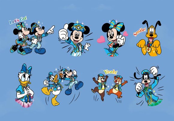 世界初 ディズニーのlineスタンプが無料でもらえるよ 東京ディズニーシー15周年コスチュームのミッキーやミニーがニッコリ Pouch ポーチ